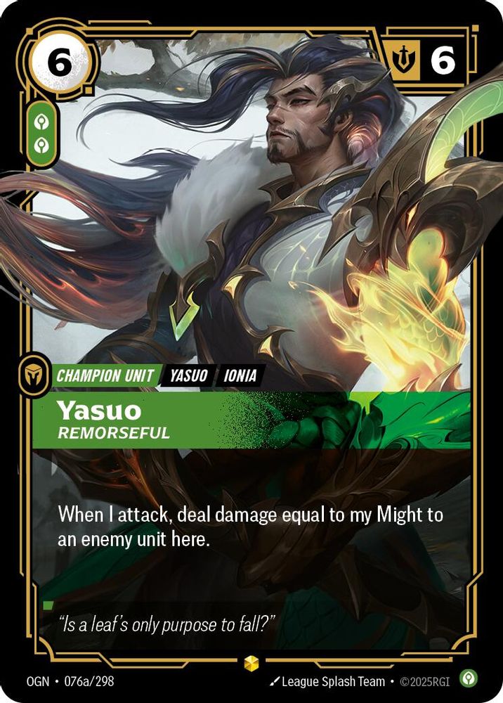 Yasuo - Remorseful (Alternate Art) card