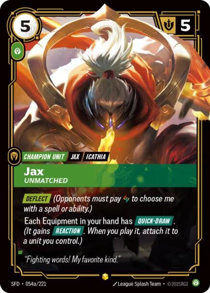Jax - Unmatched (Alternate Art) card