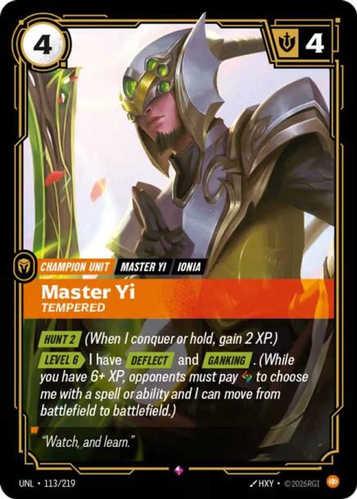 Master Yi - Tempered card
