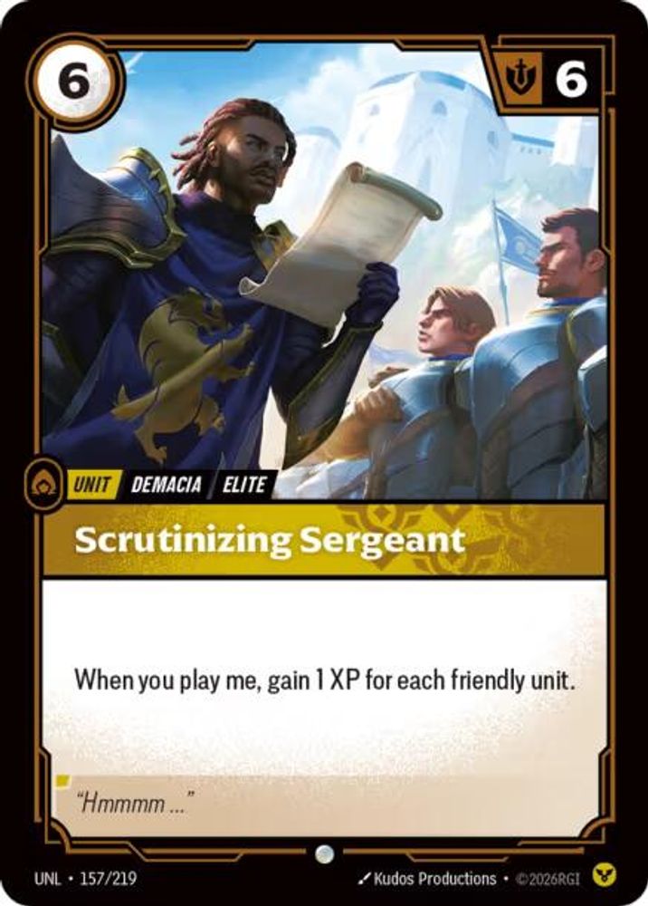 Scrutinizing Sergeant card