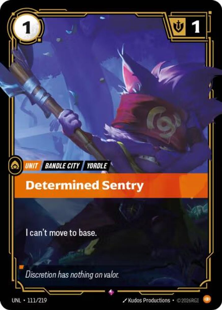 Determined Sentry card