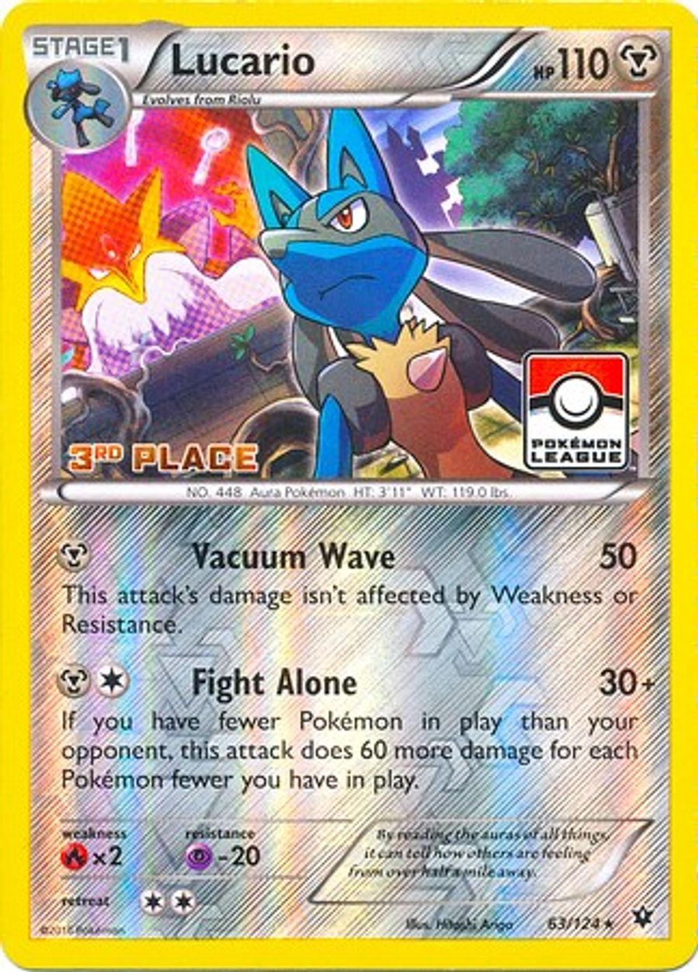 Lucario - 63/124 (Pokemon League) [3rd Place] — League & Championship Cards