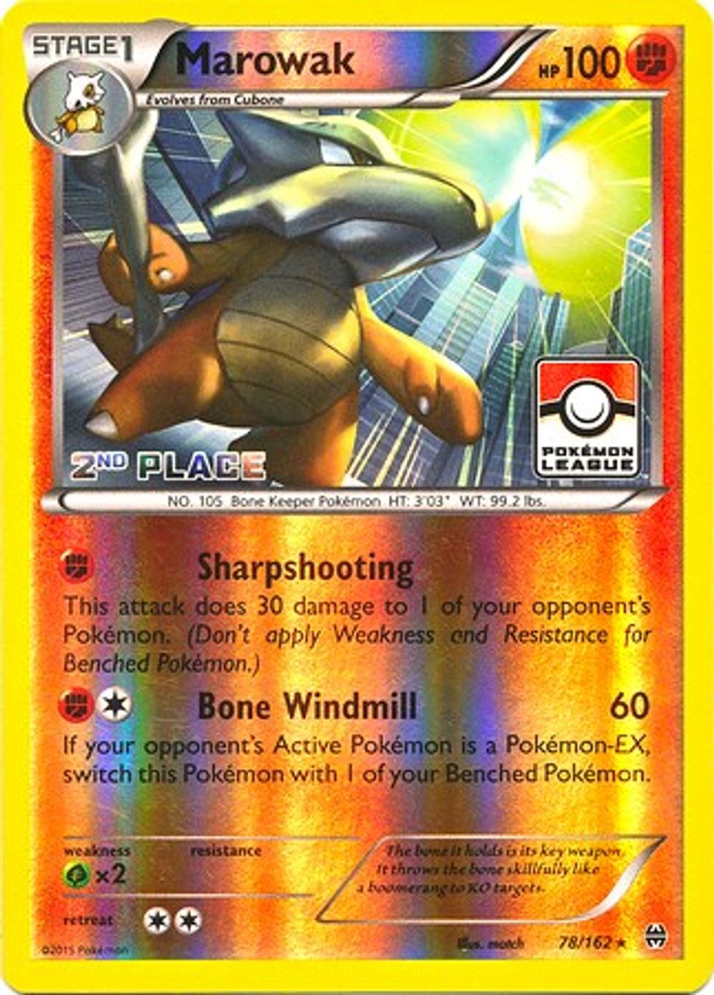 Marowak - 78/162 (Pokemon League) [2nd Place] — League & Championship Cards