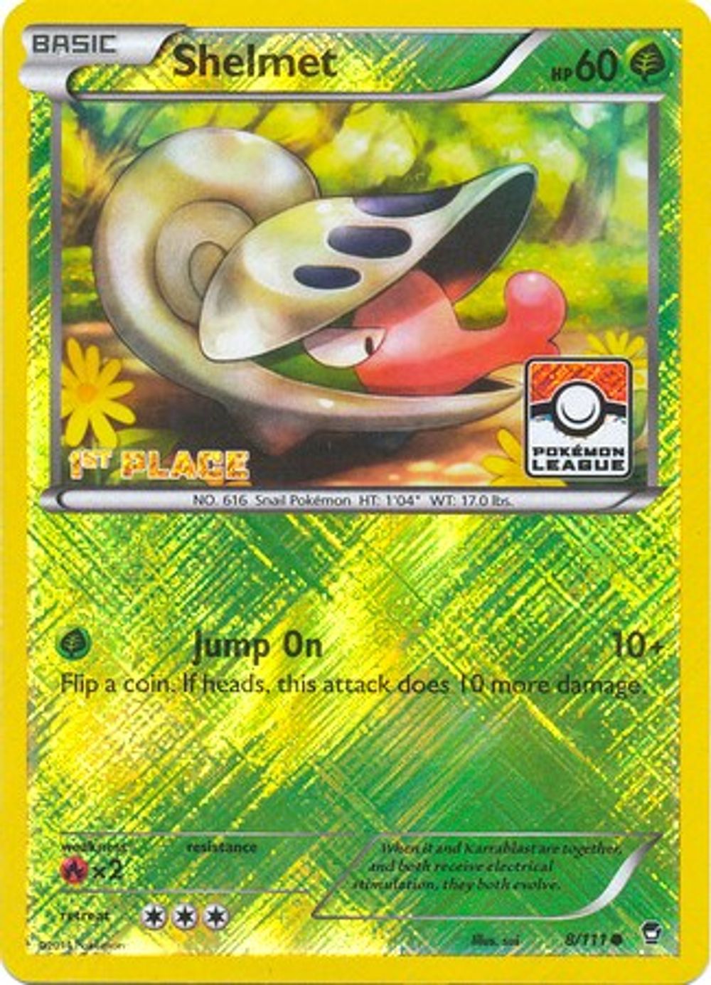 Shelmet - 8/111 (Pokemon League) [1st Place] — League & Championship Cards