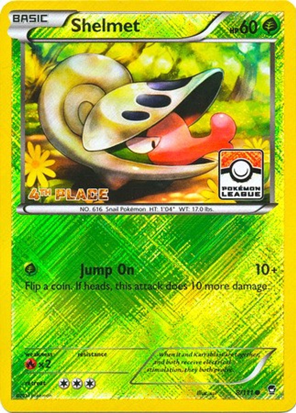 Shelmet - 8/111 (Pokemon League) [4th Place] — League & Championship Cards