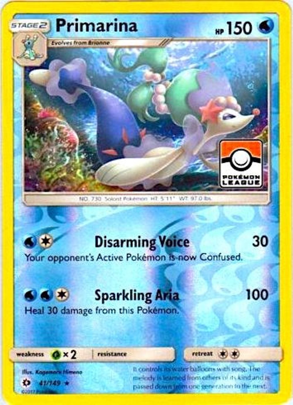 Primarina - 41/149 (Pokemon League) — League & Championship Cards