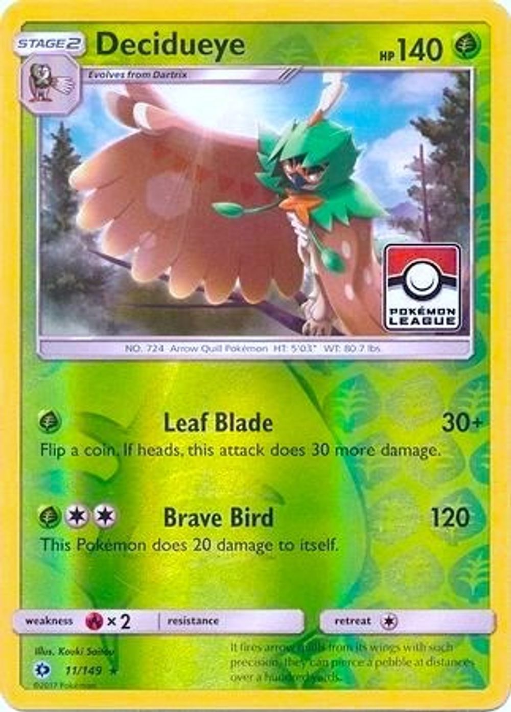 Decidueye - 11/149 (Pokemon League) — League & Championship Cards