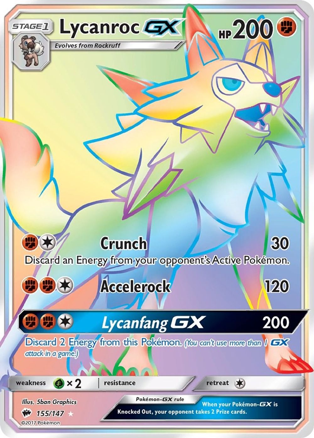 Lycanroc GX (Secret) — SM - Burning Shadows