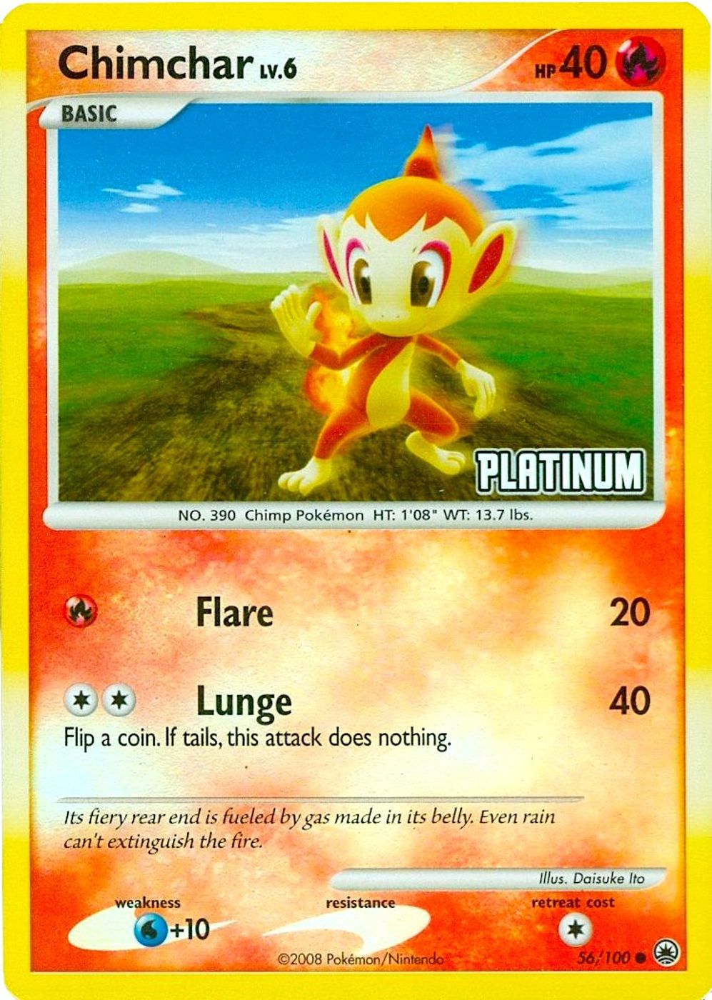 Chimchar - 56/100 [Platinum] — Burger King Promos