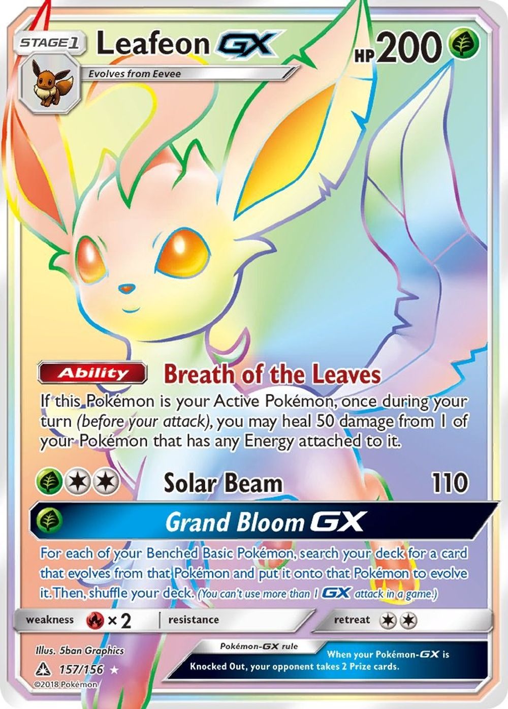 Leafeon GX (Secret Rare) — SM - Ultra Prism