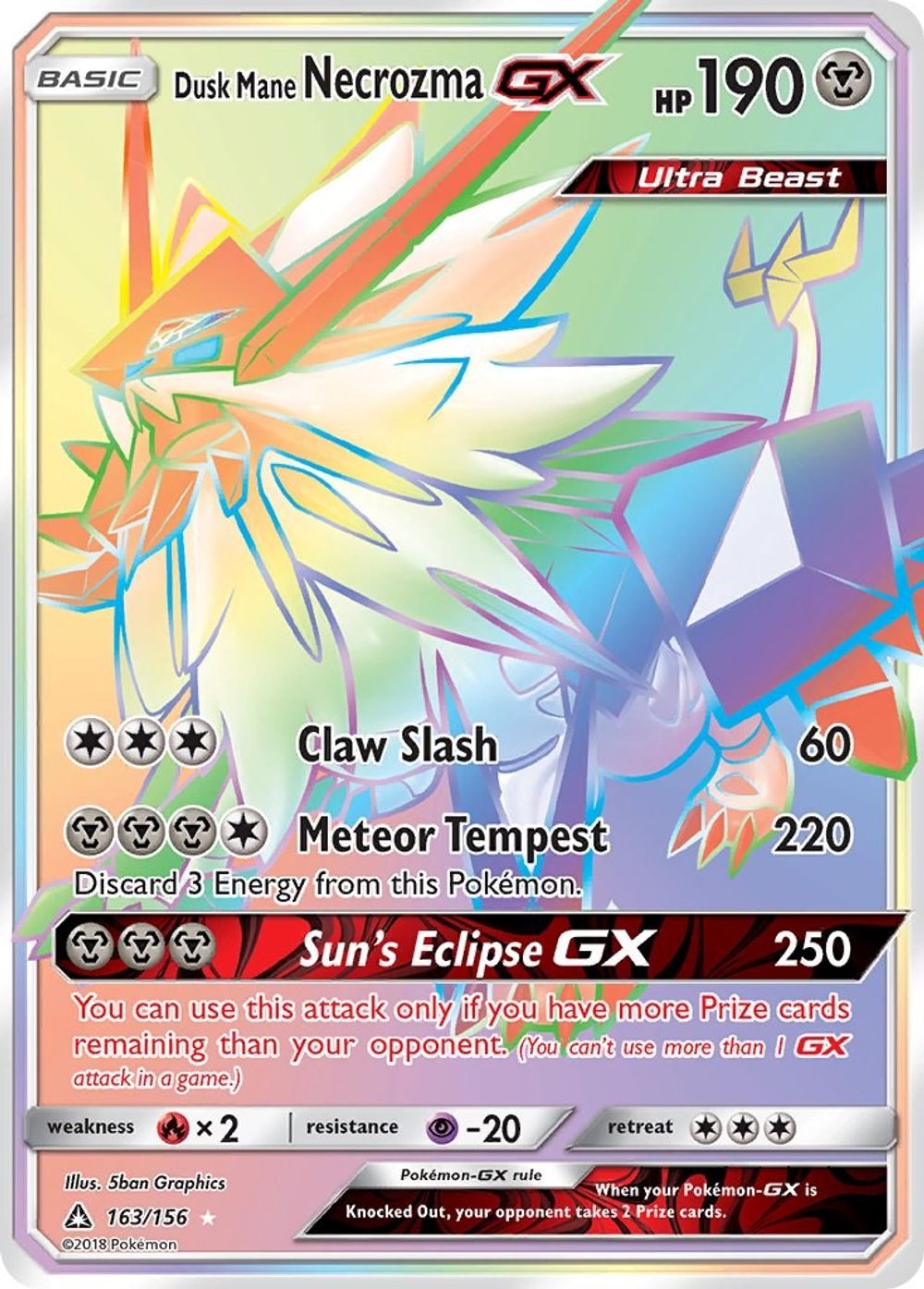 Dusk Mane Necrozma GX (Secret Rare) — SM - Ultra Prism