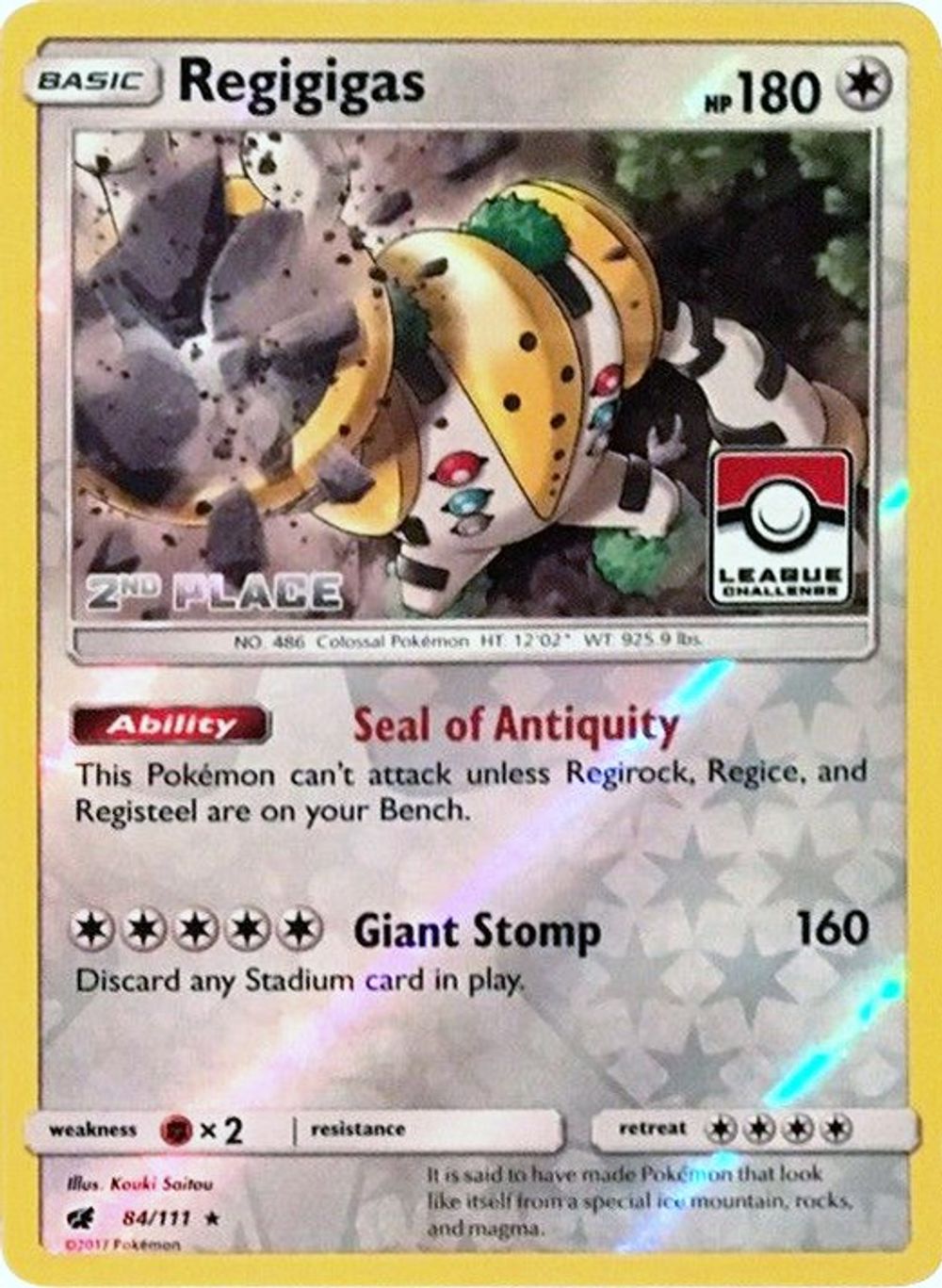 Regigigas - 84/111 (League Challenge) [2nd Place] — League & Championship Cards