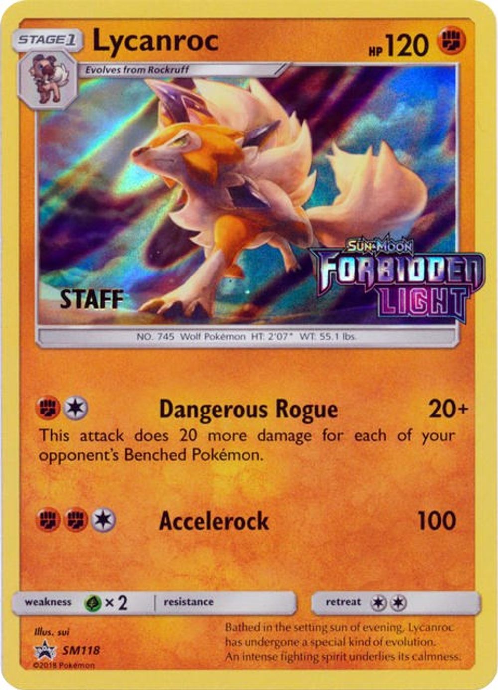 Lycanroc - SM118 (Prerelease) [Staff] — SM Promos