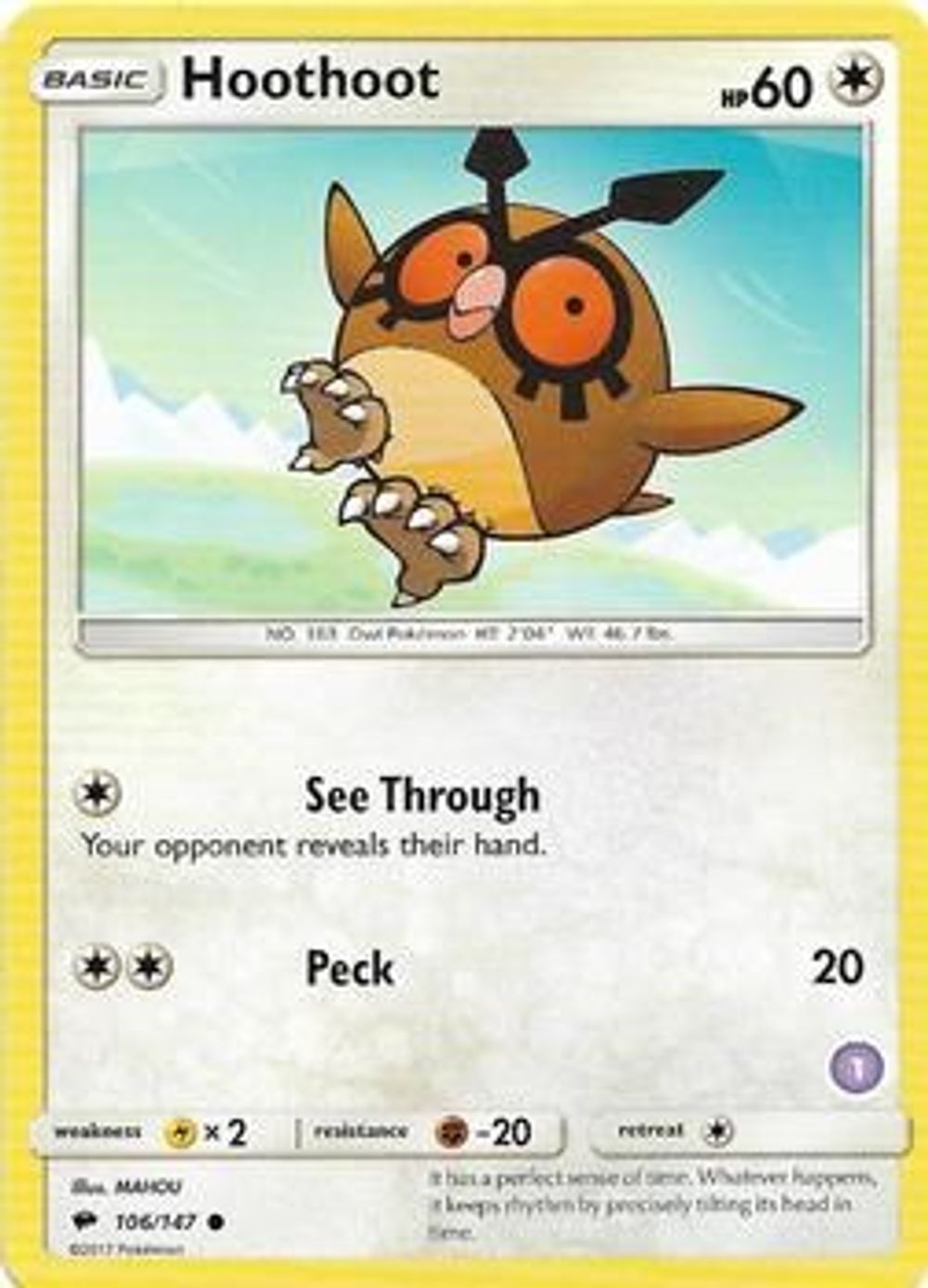 Hoothoot (1) — SM Trainer Kit: Alolan Sandslash & Alolan Ninetales