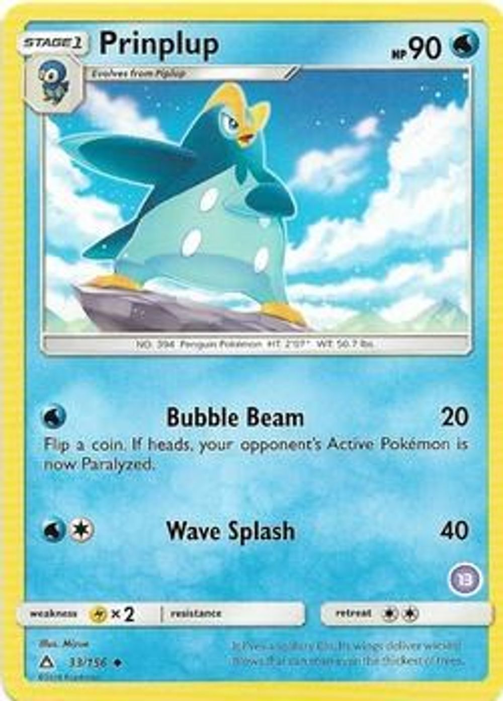 Prinplup (13) — SM Trainer Kit: Alolan Sandslash & Alolan Ninetales