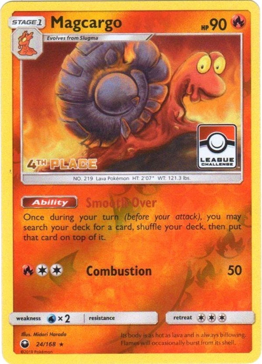 Magcargo - 24/168 (League Challenge) [4th Place] — League & Championship Cards