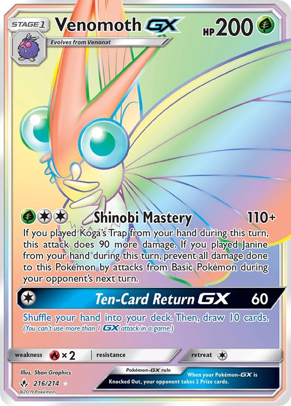 Venomoth GX (Secret) — SM - Unbroken Bonds