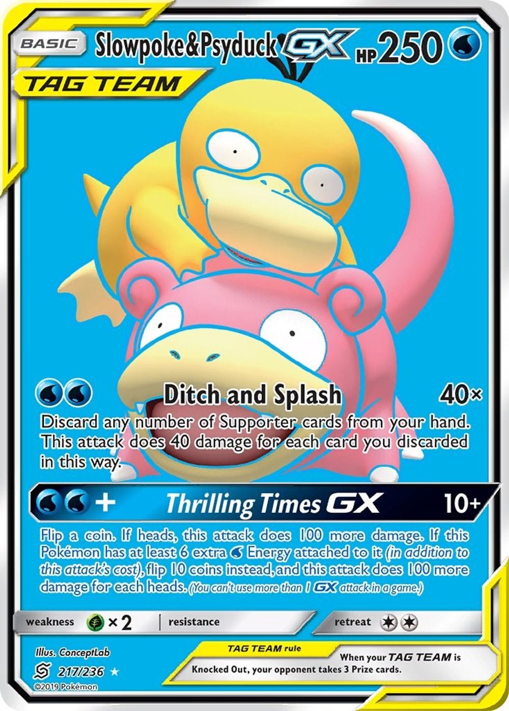 Slowpoke & Psyduck GX (Full Art) — SM - Unified Minds