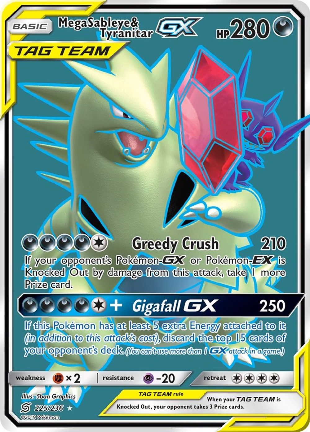 Mega Sableye & Tyranitar GX (Full Art) — SM - Unified Minds
