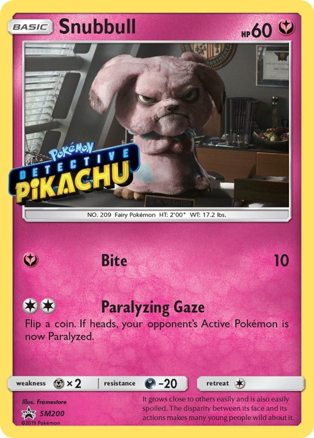 Snubbull - SM200 (Detective Pikachu Stamped) — SM Promos