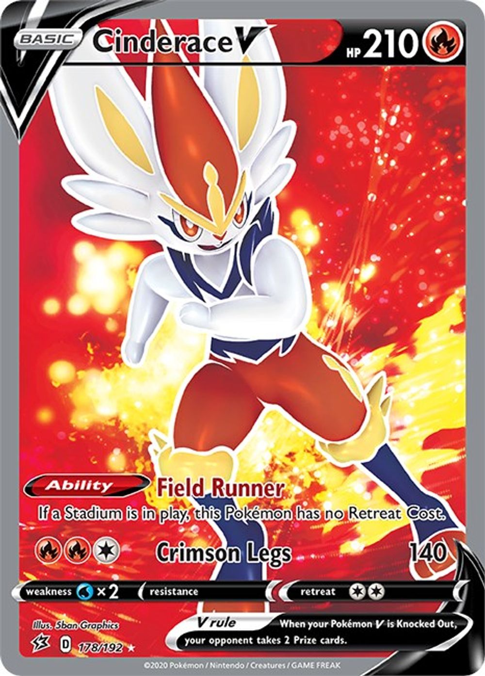 Cinderace V (Full Art) — SWSH02: Rebel Clash