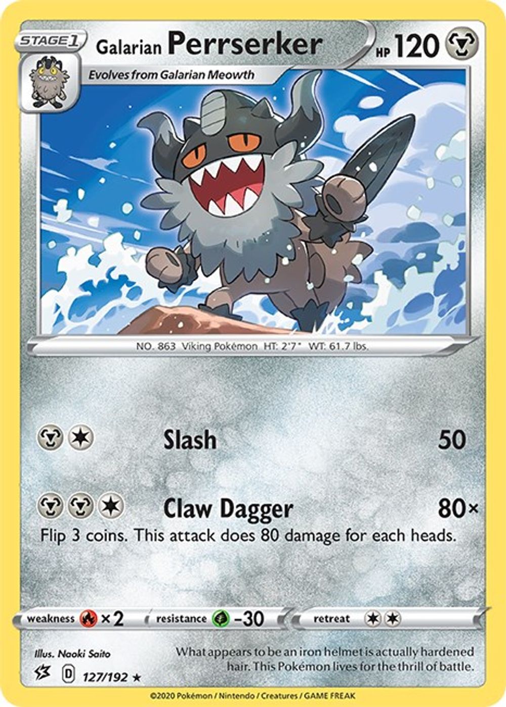Galarian Perrserker — SWSH02: Rebel Clash