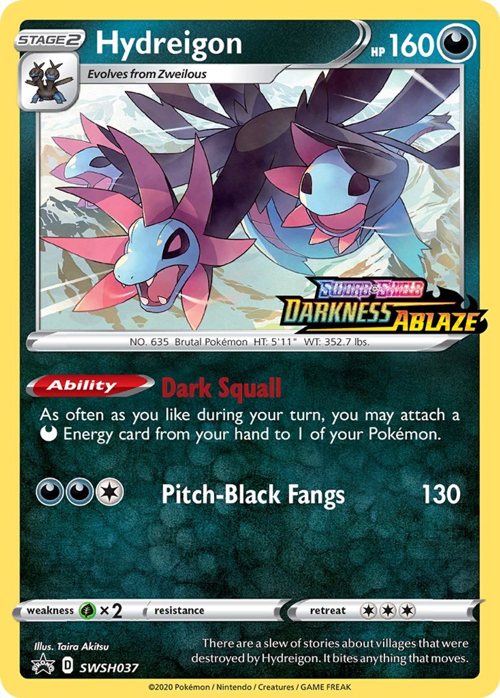 Hydreigon - SWSH037 (Prerelease) — SWSH: Sword & Shield Promo Cards