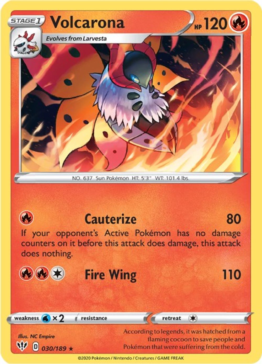 Volcarona — SWSH03: Darkness Ablaze