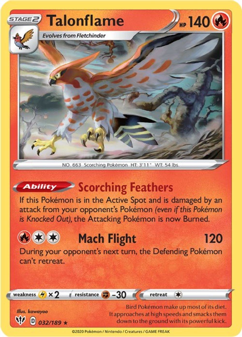 Talonflame — SWSH03: Darkness Ablaze