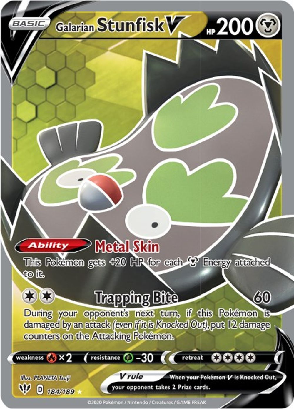 Galarian Stunfisk V (Full Art) — SWSH03: Darkness Ablaze