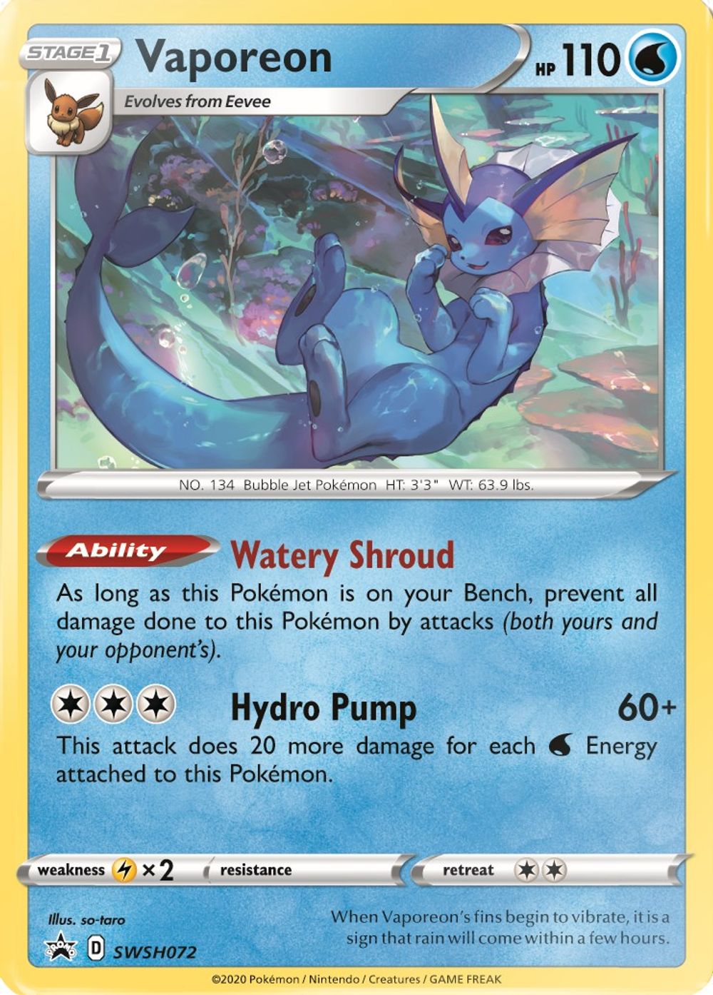 Vaporeon - SWSH072 — SWSH: Sword & Shield Promo Cards
