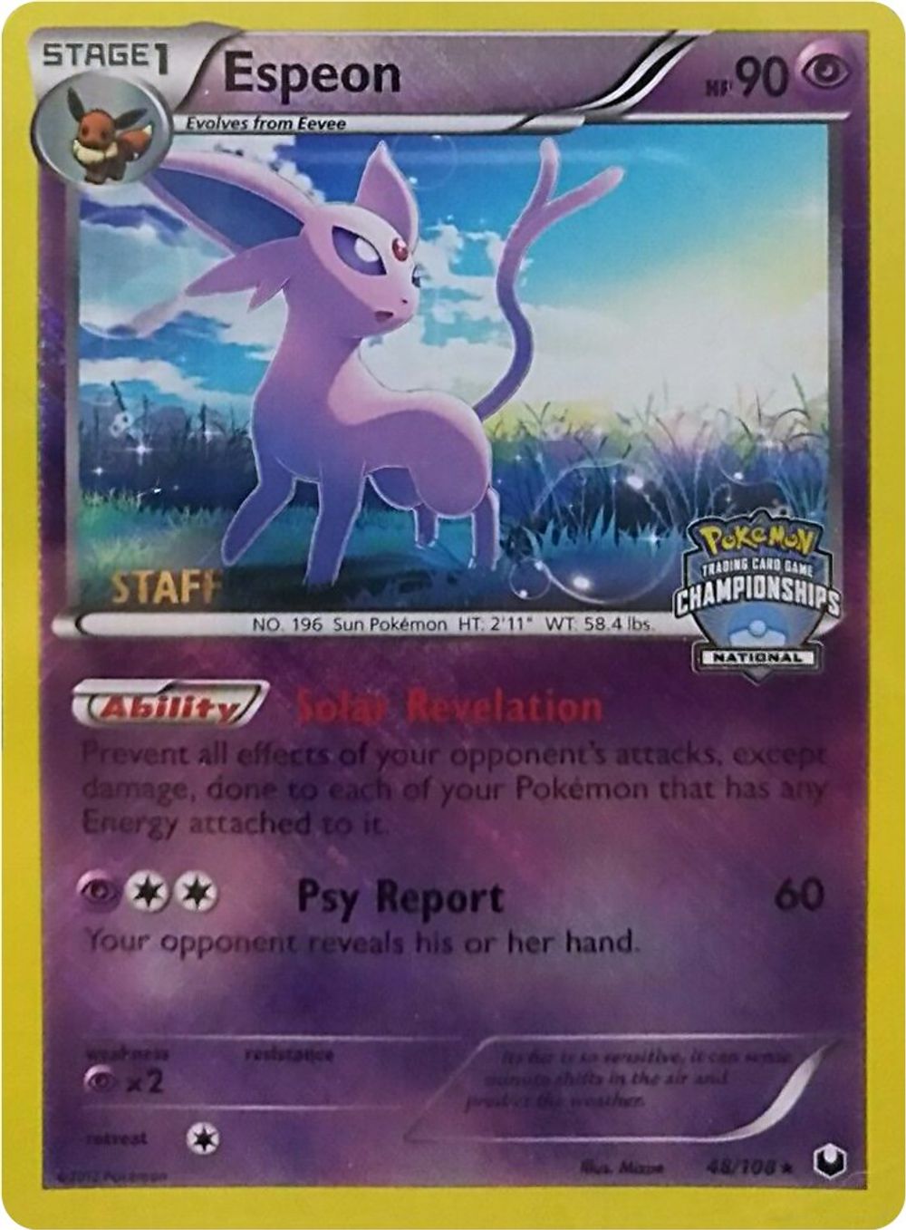 Espeon - 48/108 (National Championships) [Staff] — League & Championship Cards