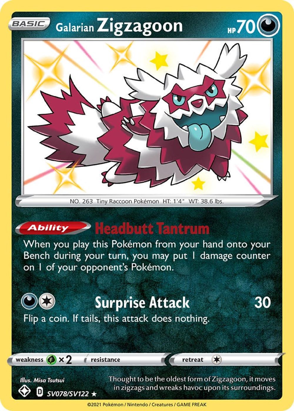 Galarian Zigzagoon — Shining Fates: Shiny Vault