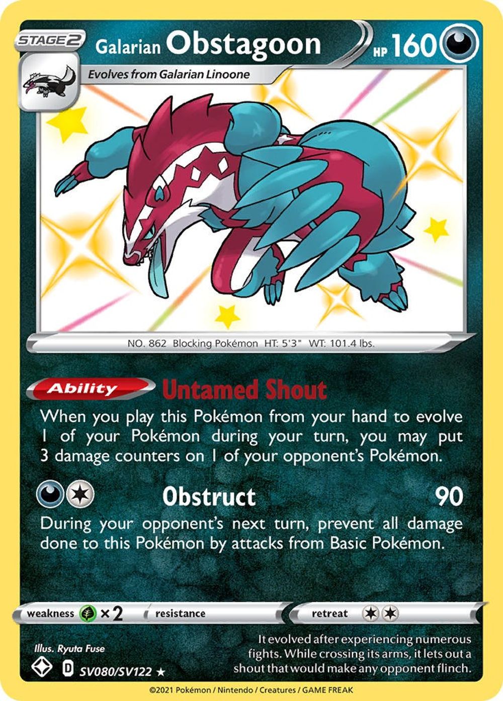 Galarian Obstagoon — Shining Fates: Shiny Vault