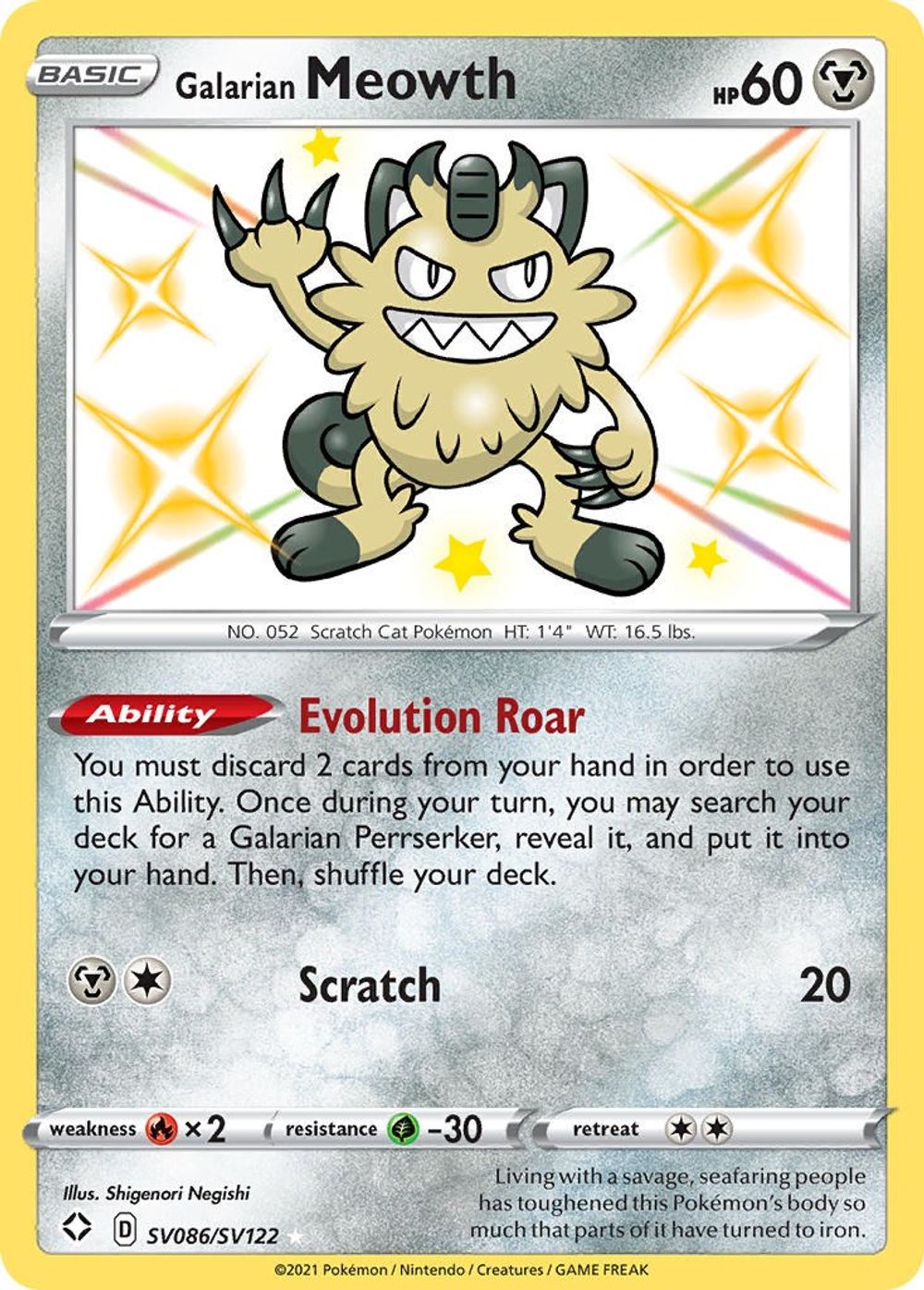 Galarian Meowth — Shining Fates: Shiny Vault