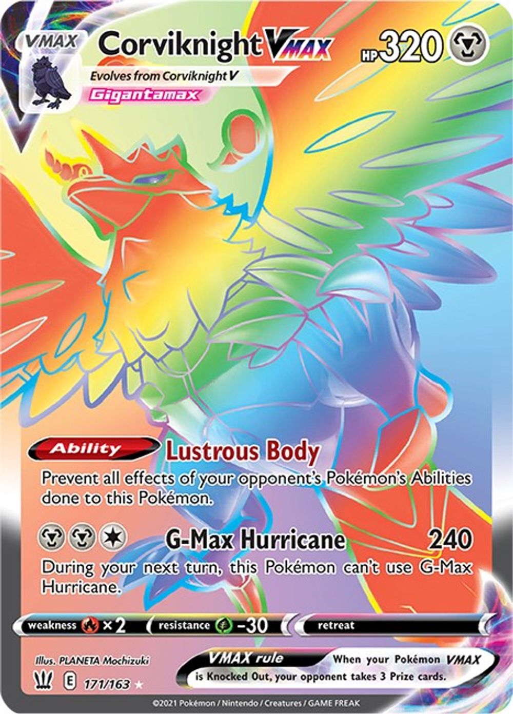 Corviknight VMAX (Secret) — SWSH05: Battle Styles