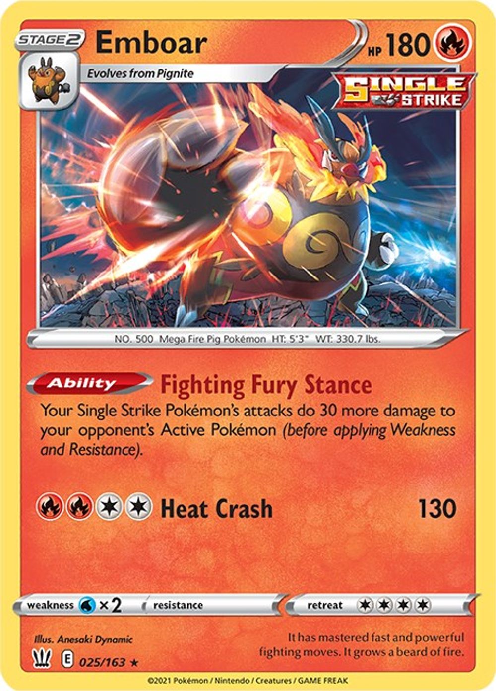 Emboar — SWSH05: Battle Styles