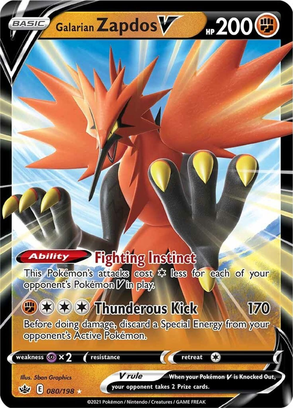 Galarian Zapdos V — SWSH06: Chilling Reign