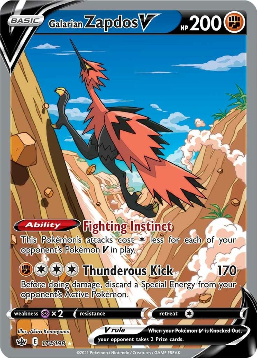 Galarian Zapdos V (Alternate Full Art) — SWSH06: Chilling Reign
