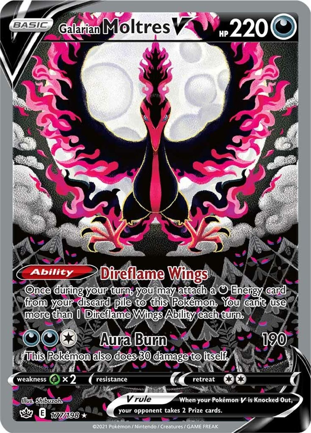 Galarian Moltres V (Alternate Full Art) — SWSH06: Chilling Reign