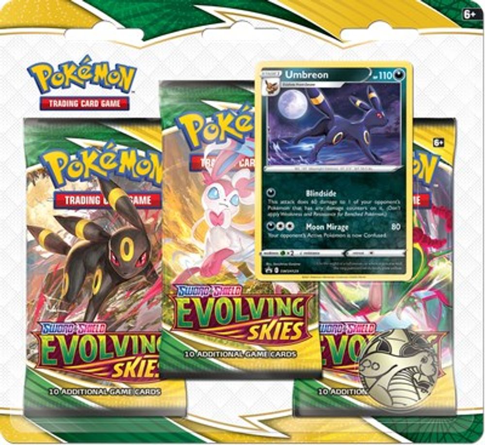 Evolving Skies 3 Pack Blister [Umbreon] — SWSH07: Evolving Skies