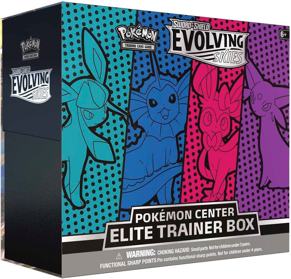 Evolving Skies Pokemon Center Elite Trainer Box [Glaceon/Vaporeon/Sylveon/Espeon] (Exclusive) — SWSH07: Evolving Skies