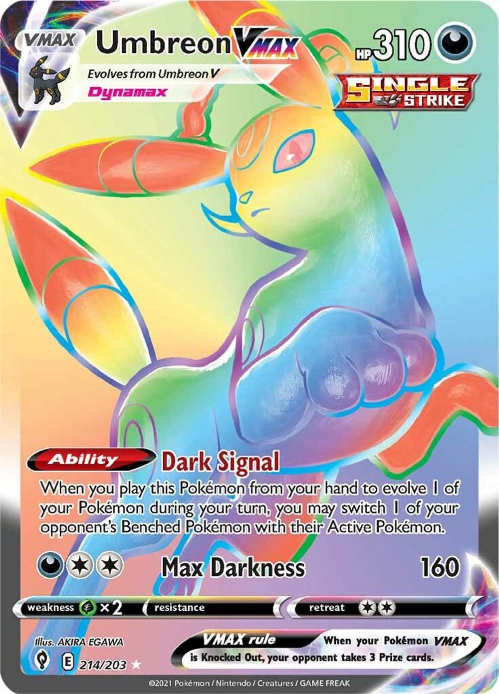 Umbreon VMAX (Secret) — SWSH07: Evolving Skies