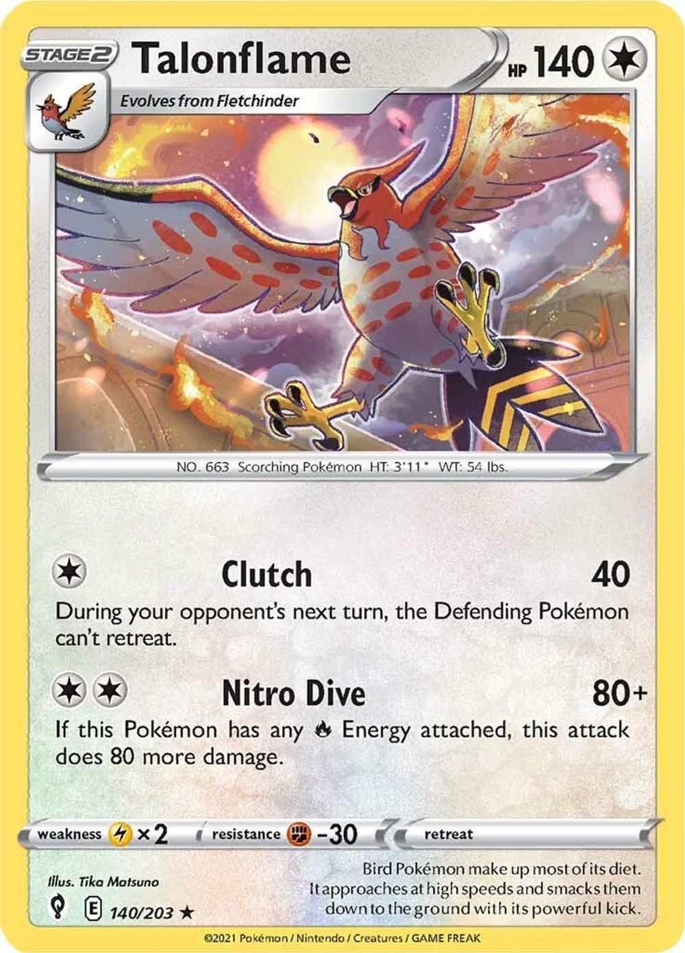 Talonflame — SWSH07: Evolving Skies