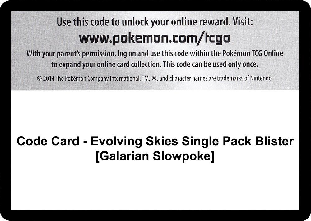 Code Card - Evolving Skies Single Pack Blister [Galarian Slowpoke] — SWSH07: Evolving Skies
