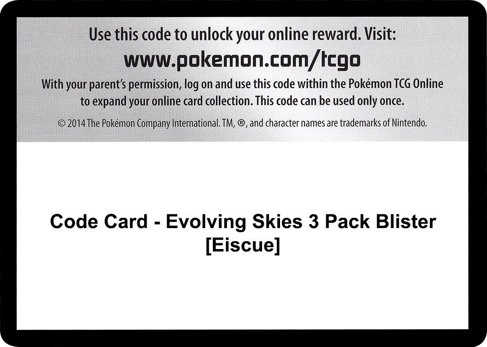 Code Card - Evolving Skies 3 Pack Blister [Eiscue] — SWSH07: Evolving Skies
