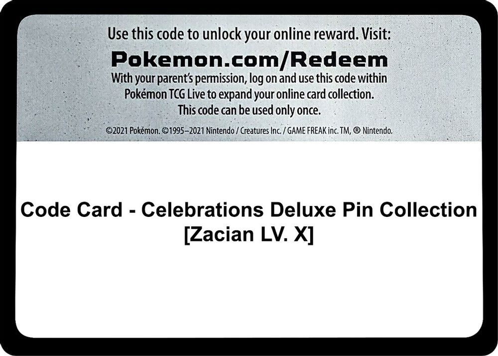 Code Card - Celebrations Deluxe Pin Collection [Zacian LV. X] — Celebrations