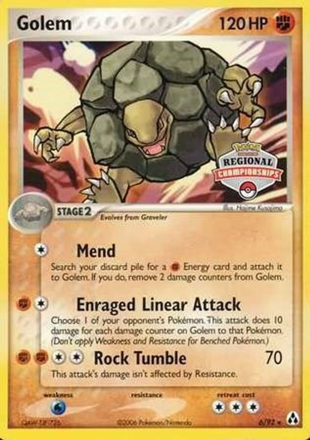 Golem - 6/92 (Regional Championships) — League & Championship Cards