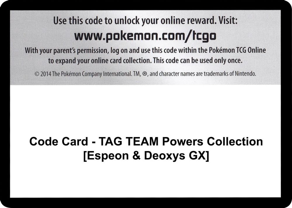 Code Card - TAG TEAM Powers Collection [Espeon & Deoxys GX] — Miscellaneous Cards & Products