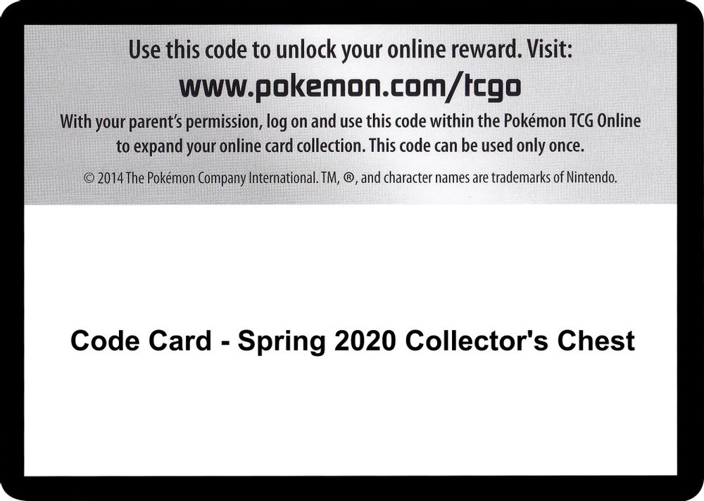 Code Card - Spring 2020 Collector's Chest — SWSH01: Sword & Shield Base Set
